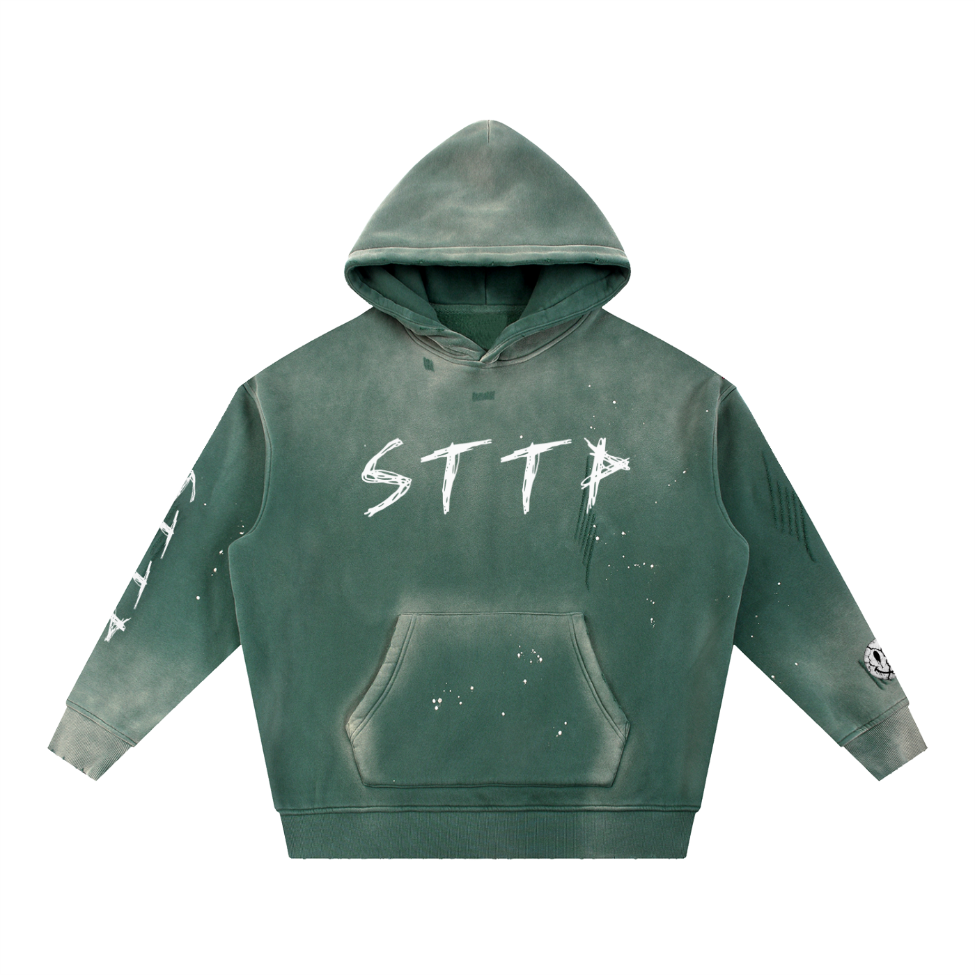Vintage Washed Frayed Fleece Hoodie