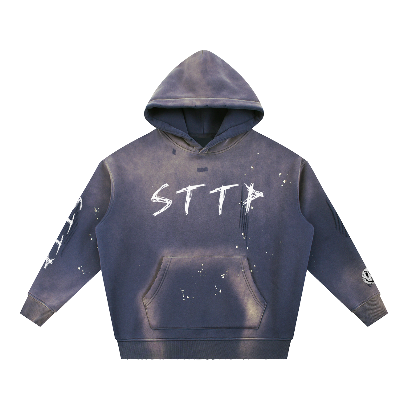 Vintage Washed Frayed Fleece Hoodie